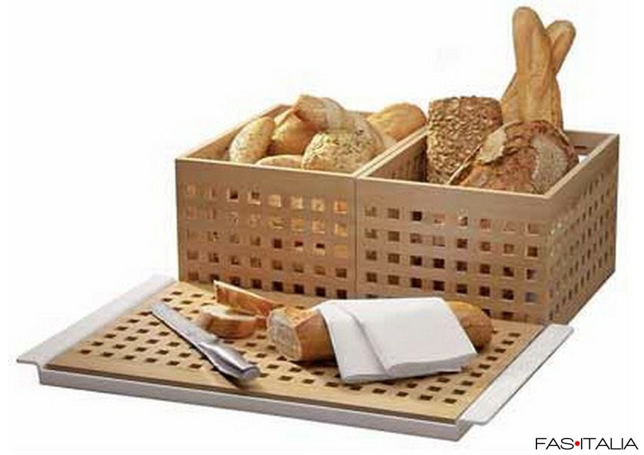 Cesta doppia per pane con tagliere in faggio