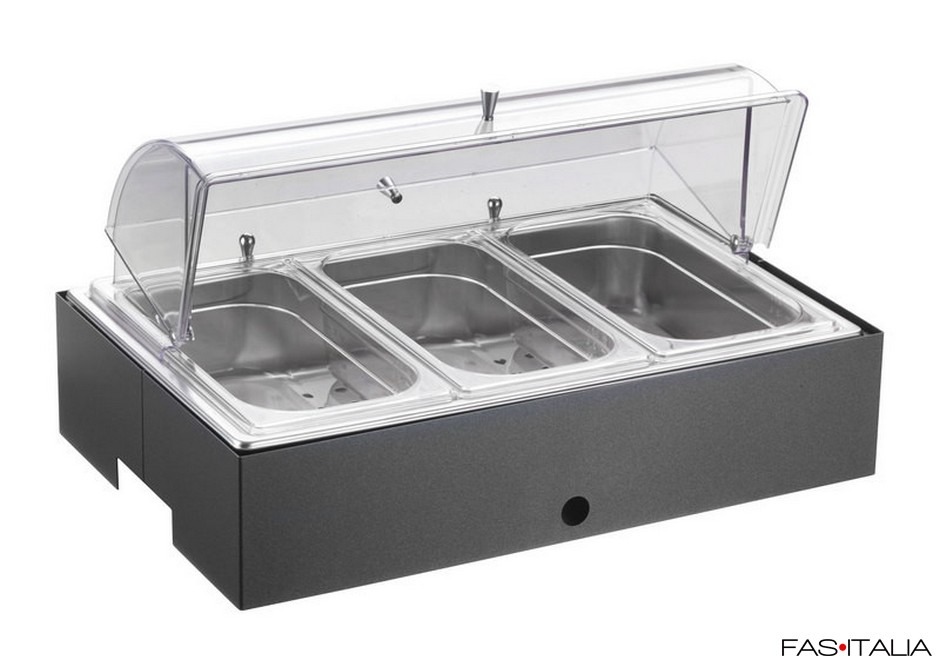 Vassoio Refrigerato In Acrilico Con Ghiaccio E Scomparti - 40x14.5x13.5 Cm