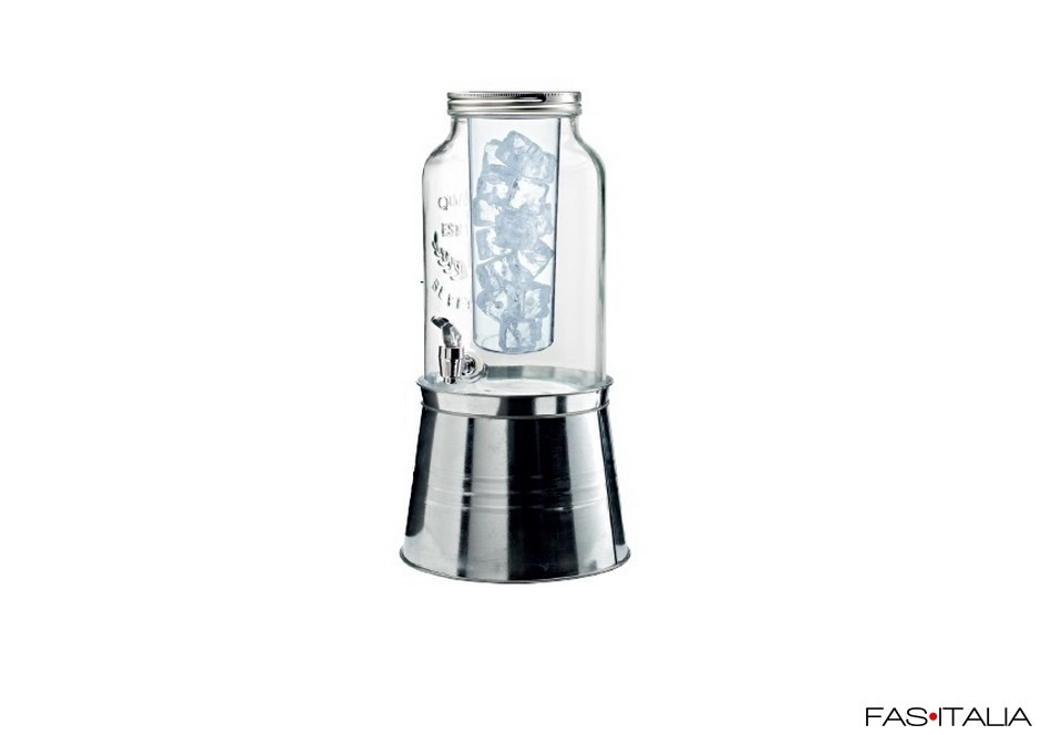 Dispenser refrigerante in vetro con tappo e rubinetto 3 lt