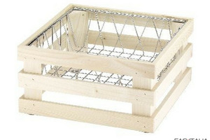 Base alta legno naturale con basket metallo interno