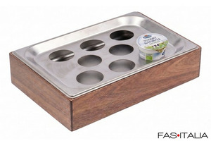 Portayogurt in acacia con 8 fori GN 1/2