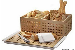 Cesta doppia per pane con tagliere in faggio