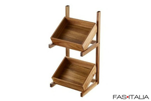 Espositore in acacia con due cassette GN 1/2