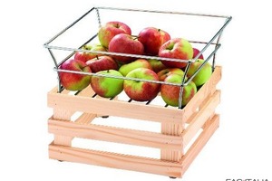 Cestino frutta 33x33 su base alta legno naturale