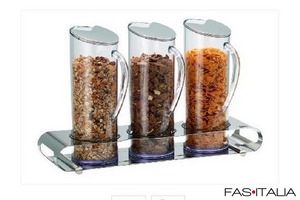 Set 3 contenitori cereali 1,5 lt linea acciaio