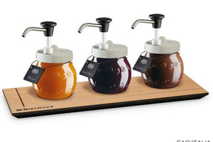 Set di 3 dispenser per confetture con espositore Set di 3 dispenser per confetture con espositore