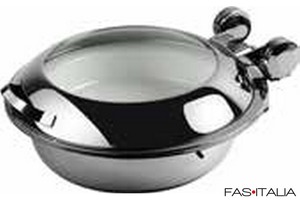 Chafing dish rotondo con coperchio in vetro 4,5 lt